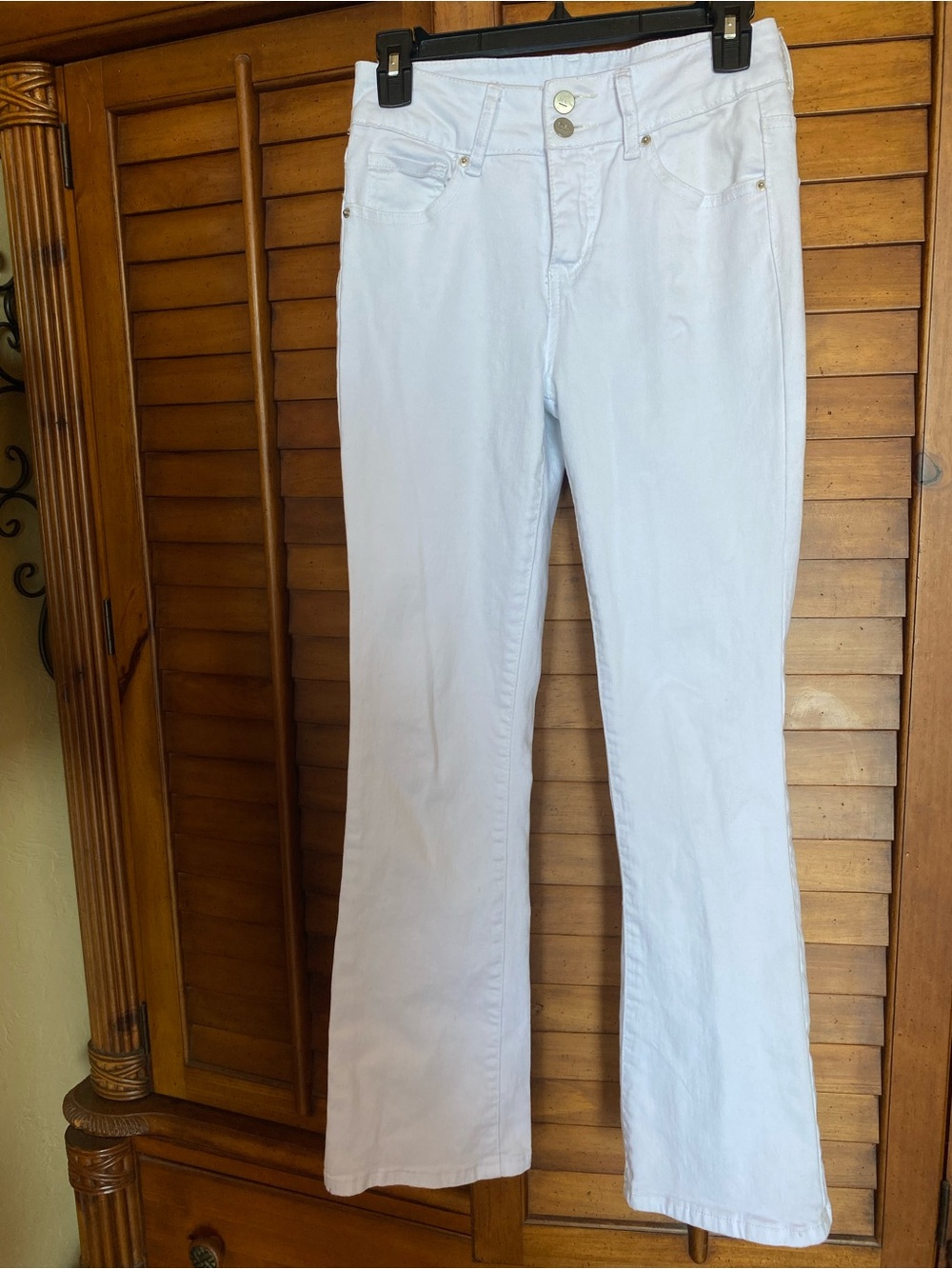 Women's Light Blue Flare Jeans - Stretch Mid-Rise